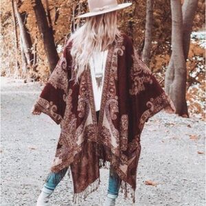 Ellemairco Bohemian Paisley Kimono Sweater - Brown